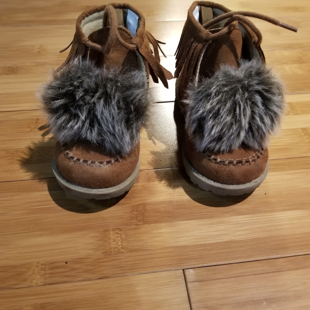 🙅‍♀️Toddler girls faux suede pom pom boots